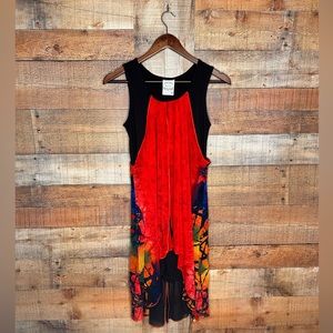 Anthropologie Fleur De Lis printed chiffon cape mini dress S